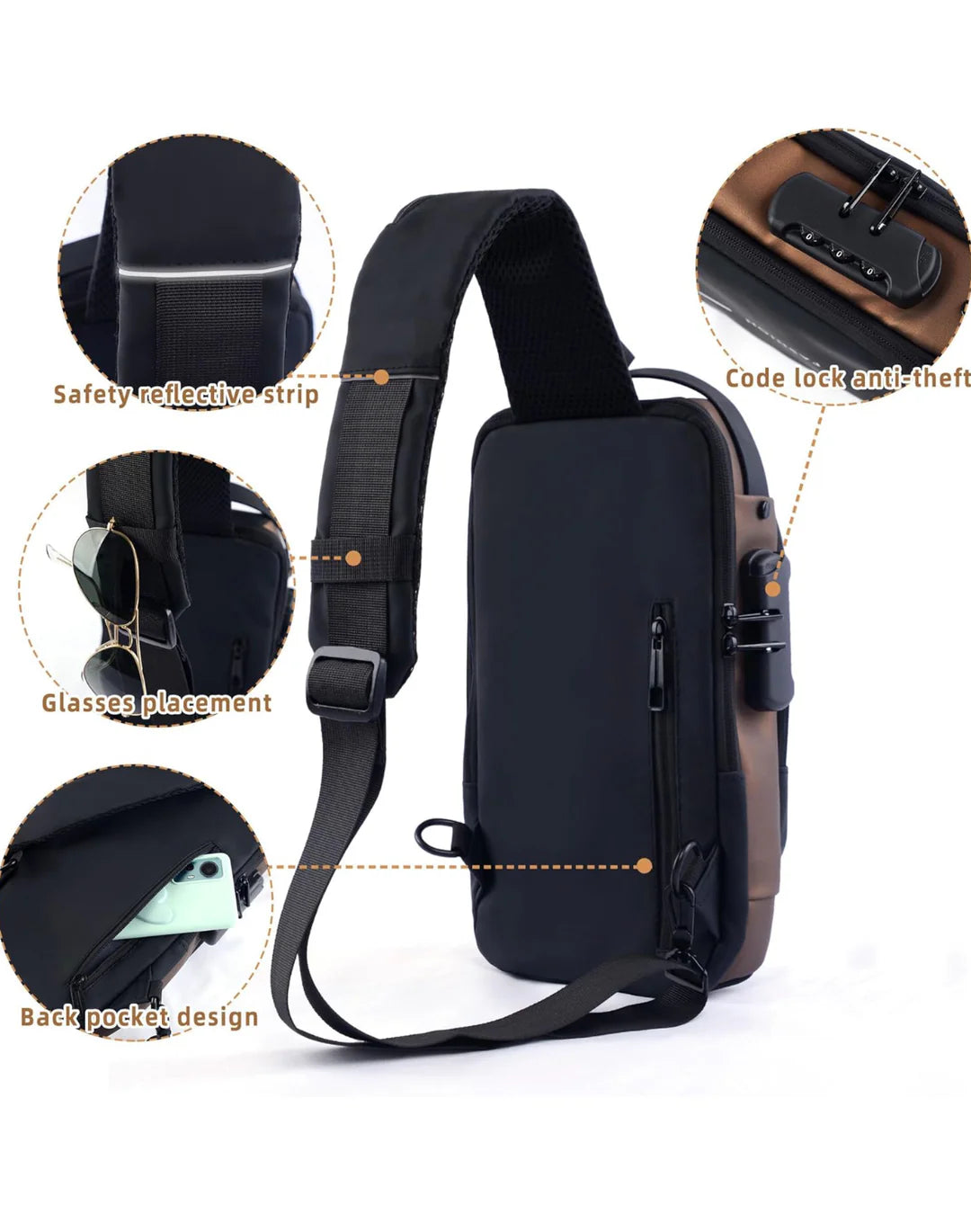 Fashion Password Shoulder Bag - 3 attractive colors waterproof material